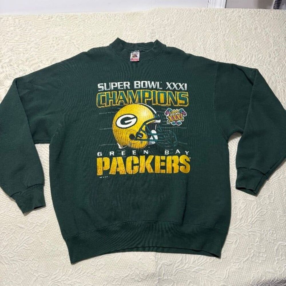 Vintage 1997 Green Bay Packers Super Bowl XXXI Champions Crewneck Size XL